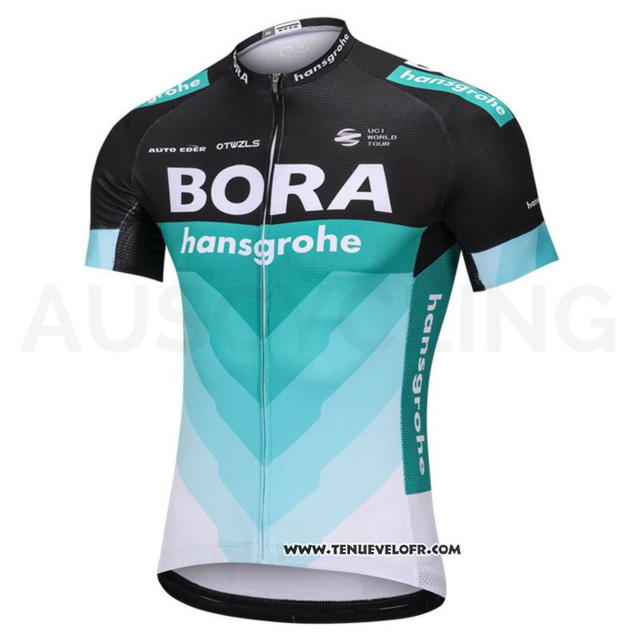 2018 Maillot Ciclismo Bora Vert et Noir Manches Courtes et Cuissard